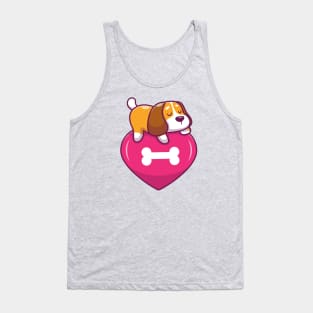 Cute dog sleeping on heart Tank Top